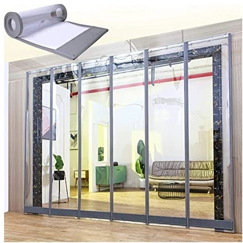 Transparenter PVC-Streifenvorhang, magnetischer PVC-Streifen, Türvorhang, Winter, gewerblicher Vorhang, Trennvorhang für Türen, Veranda, Garage (Size : 45x470cm/17.72x185.04in)