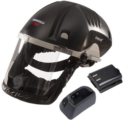 Trend Airshield Pro Respirator & Face Shield Bundle with Additional Battery Charging Cradle & 8-Hour Rechargeable Battery, AIR/PRO/D5, Black, 230V