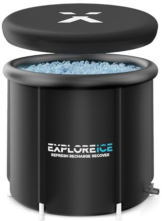 Explore Ice Bath Tub for Athletes [USA-OWNED BUSINESS] - Extra Large Cold Tub, Premium Cold Plunge Tub Outdoor, Portable Ice Bath, Ice Barrel Cold Therapy Bath... (Stealth Black)