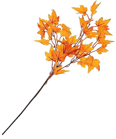 Levemolo Künstlicher Ahornblattzweig Herbstdeko Orange Natürliche Optik Langlebig Künstlich Für Erntedankfest Innenbereich Tisch Wohnraumdekoration