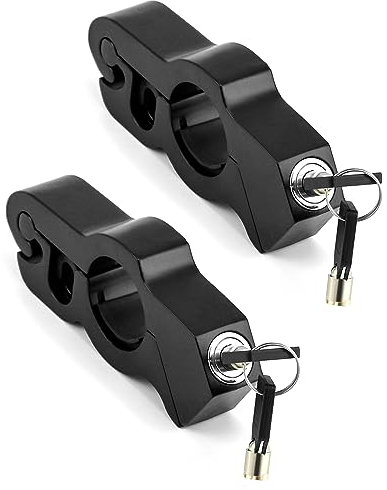 QWORK Motorcycle Lock, 2 Pack Heavy Duty Anti-Theft Adjustable Bike Handlebar Lock, A Grip/Throttle/Brake/Handlebar Lock to Secure a Bike, Scooter, Moped or ATV, Black