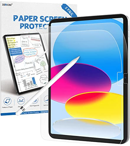 XIRON 2 Stück Papier Schutzfolie für iPad 10. Generation(2022, 10,9 Zoll), Matte PET Folie für iPad 10,9 Zoll, Zeichnen/Schreiben Machen wie auf Papier, Blendfreiem/Anti Fingerabdruck