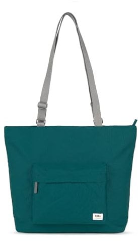 ROKA Trafalgar Medium Tote Bag with Zip for Women & Men - Canvas Tote Bag with Compartments & Adjustable Strap for Work & School - Teal