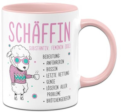 Tassenbrennerei Tasse - Schäffin - Kaffeetasse lustig mit Spruch als Geschenk für Chefin (Rosa)