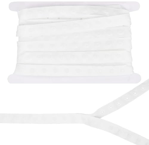 BENECREAT 5 Yards/4.57 m Druckknopfband, 18 mm Breites Weißes Druckknopfband Zum Nähen, Druckknopfband Mit Kunststoffknöpfen Zum Nähen, DIY-Zubehör, Kleidungsverschluss