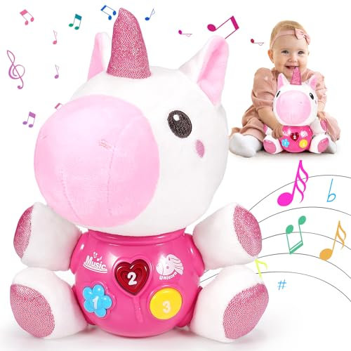 Toyzey Musikspielzeug Baby Spielzeug ab 6 Monate, Babyspielzeug 6 9 12 18 Monate mit Musik & Licht, Interaktives Lernspielzeug ab 6 Monate, Geschenk Mädchen Jungen 1-2 Jahr (Unicorn)