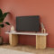 Bimossa Beca TV Stand, Small Unit in Warm Oak, Curved Legs, Scratch-Resistant Surface, 100 cm Cabinet with Storage, Ideal for Living Room and Bedroom