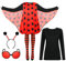 Hestya 5 Pack Carnival Women Ladybug Costume Set with Cosplay Ladybug Wing Dress Headband Glasses Long Sleeve Top Socks(XX-Large)