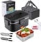 Fitamilia Electric Lunch Box Food Heater 80W Portable Heated Lunch Box for Adults 3 in 1 Portable Food Warmer 230V/12V/24V, with 1,8L Removable Stainless Steel Container&Bag(Black)