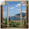 ARTland Wanddeko Wandtattoo selbstklebende Vinylfolie 100x100 cm Fensterbilder Fenster Landschaften Natur Berge See Idyll Gardasee Südtirol U5CD