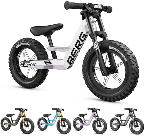 BERG Biky Cross Weiß Laufrad mit Handbremse ab 2 Jahre, Luftreifen, Leichtes Magnesiumrahmen, Rutschfahrzeug 12 Zoll, Kinderfahrrad Jungen und Mädchen, Sattel höhenverstellbar…