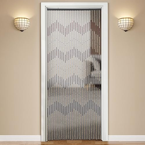 NIGORIY Rideau de porte en bambou 90 x 220 cm - Rideau de porte en bambou à 31 brins de perles - Rideau à perles pour porte de balcon