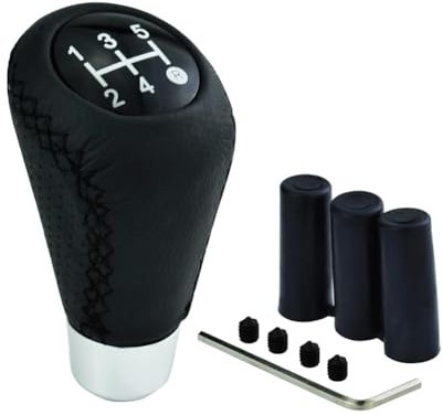 BTCHING Universal 5 Velocidades Coche Pomo Palanca Cambios,para Volvo S40,Manual Cuero Perilla De Cambio con Adaptadores 8/10/12mm,B/Black