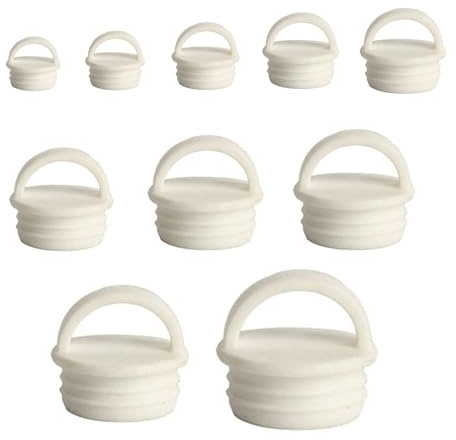 NentMent 10 Pack Mop Bucket Drain Plug Replacement End Cap Stopper Rubber Sealing Plugs with Ring Grip for Spin Flat Mops and Buckets System Water Tub Tubing Holes Bathtub Kitchen Bathroom