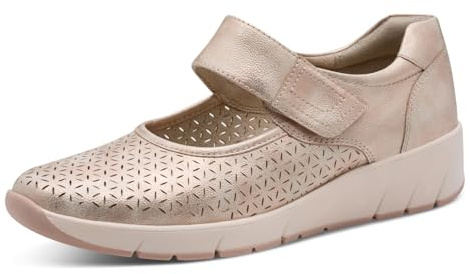 Jana Chaussures Basses Femme avec Fermeture Velcro Vegan, Rose/Gold, 40 EU