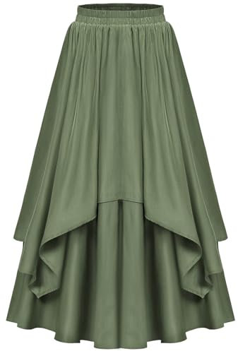 Jupe Longue Femme Couleur Unie Palais Style Rétro Jupe Sexy Femmes Gothique Rétro Jupe En Mousseline De Soie Steampunk Corset Robe Asymétrique Renaissance Rétro Sexy Jupe Médiévale Taille Élastique