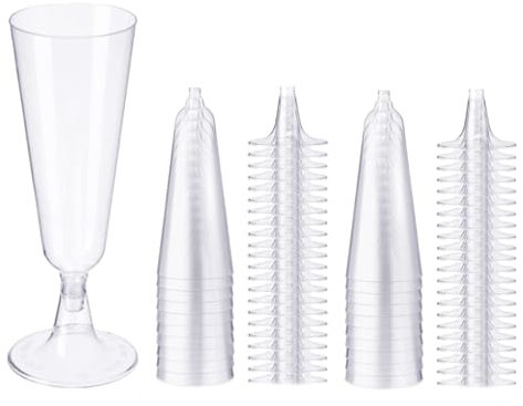 Plastic Champagne Flutes, 36 Pcs 150ml/5oz Gold Champagne Glasses, Reusable Plastic Prosecco Flutes, Elegant Plastic Glasses for Weddings, Parties, Birthdays – Durable Plastic Champagne Flutes Set