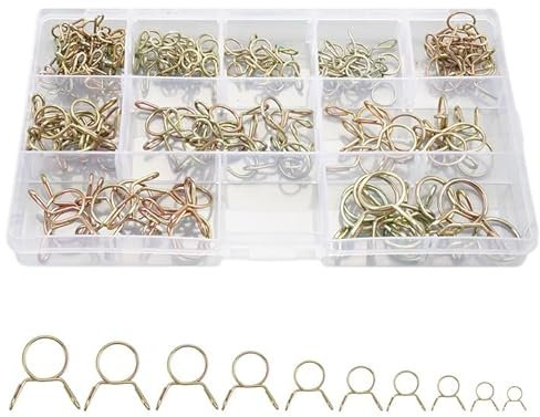 120 Pièces Clip à Ressort Tuyau Serrage 5-14 mm Colliers de Serrage à Ressort Colliers de Serrage à Ressort Double Fil Collier Durite Essence Collier a Clipper Durite pour Voiture,Moto (10 Tailles)