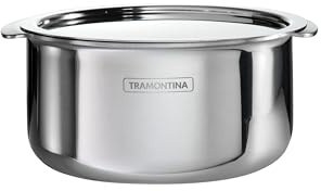 Tramontina Utsava 1.75L Small Patila Pan for Indian Cooking with Lid Stainless Steel Triple Layer Plated Stainless Steel