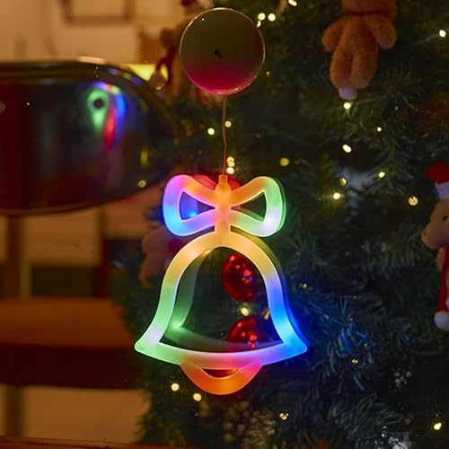 TETSMG Weihnachtsbeleuchtung Fenster, Weihnachtsdeko Fenster Beleuchtet, LED Weihnachtsdeko Innen Fenster Batteriebetriebene, Led Fensterdeko Weihnachten Fensterbeleuchtung (Glocken Farbe)