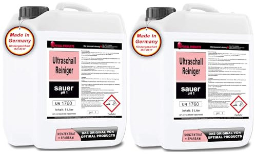 Ultraschallreiniger sauer für Alu (Aluminium) und Messing 10 Liter (2 x 5 Liter) Konzentrat