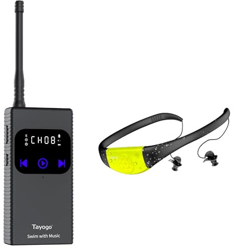 Tayogo Stream Music Combo,Wireless Transmitter,Waterproof in-Ear Headphones Receiver,Swimming Headphones for Spotify, Audible, Swimming Coach Communicator