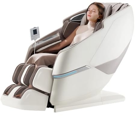 ROTAI 4D Massage Chair Full Body Dual Roller Zero Gravity SL-Track (Beige) | Deep Tissue Shiatsu, 22+N Programs & 40 Airbags, Body Scan & Voice Control, Back & Neck Relax for Home Office