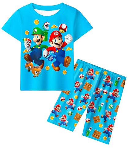 Boys Pyjamas Set Kids Pjs Sleepwear Cartoon Shirt and Shorts for 4-8 Years