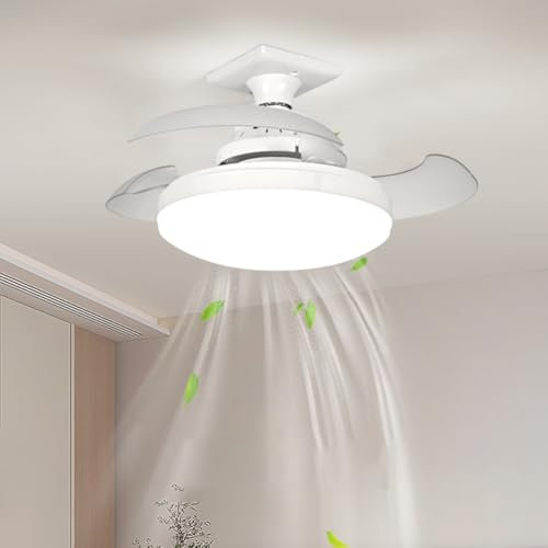 JUCHRZEY Ventiladores de Techo con Luz y Control Remoto, Aspas Retráctiles de Techo LED con 3 Temperaturas de Color, Ventilador de Techo Tipo Chandelier Regulable