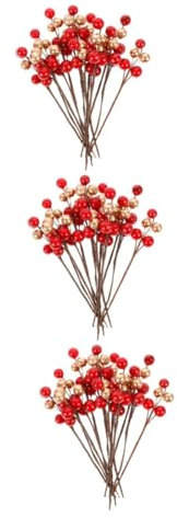 MAGICLULU 3 Ensembles Baies Rouges Dorées Ornements D'ampoules De Noël Branches De Fruits Rouges Rose Materiel De Bricolage Christmas Tree Branche De Baie De Simulation Mousse 30 Pièces * 3