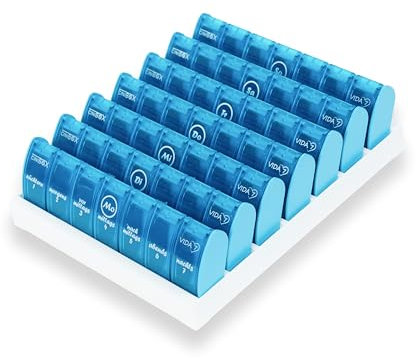 CINIBOX VIDA 7 – Tablettenbox 7 Tage – Helltürkis – Pillendose & Medikamentenbox mit jeweils 7 Fächern – leicht zu öffnen & sicher verschlossen – BPA-frei & lebensmittelecht – Made in DE