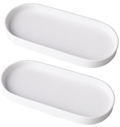 wocpvm 2 bandejas de baño decorativas blancas ovaladas de 20 x 9 x 1,8 cm, cerámica de, diseño ovalado, multifuncional, fácil limpieza