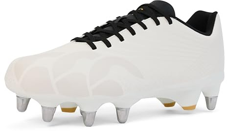 Canterbury Ground Break Team - Stivali da rugby unisex per adulti, morbidi, colore: Bianco, bianco, 46 EU