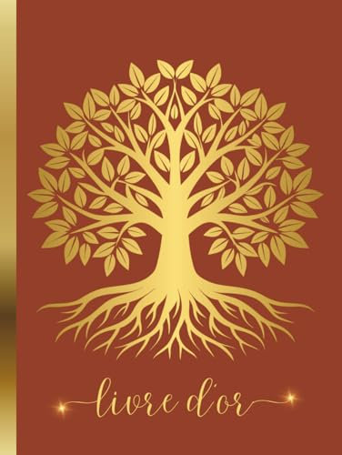 Livre d'or Arbre de vie: Terracotta et Doré | Couverture RIGIDE | Mariage, Anniversaire, EVJF, Baptême, Communion, Départ en Retraite | Grand format | ... Vierges à Personnaliser | Style chic, Elégant