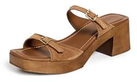 Free People Women's Beck Buckle Clogs, Driftwood Tan Suede, 10 Medium US