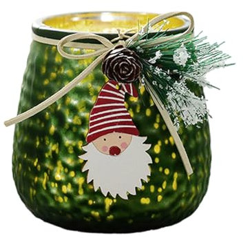 Portavelas de cristal de Navidad con pino de nieve para decoraciones navideñas