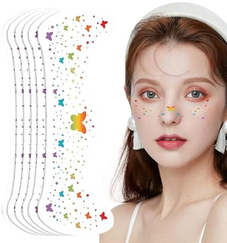 Parches de Maquillaje Brillantes | Postizas de Larga Duración,Adhesivos Cosméticos Duraderos 6 Unidades, Suministros para Obras Teatro Escolar y Representaciones Escénicas