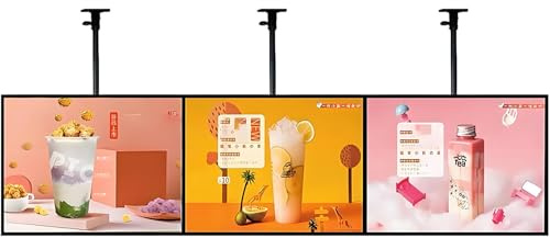 MLYYYDSS 3-teiliger LED-Werbebildschirm, TV-Leuchtkasten, Billboard, Rahmen aus Aluminiumlegierung, Wandmontage, 3D-Menütafel, horizontal hängendes Restaurant-Schild für Cafés und Geschäfte 50×100cm