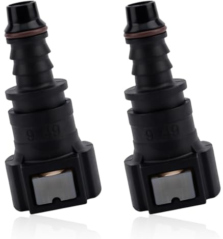 2pcs Fuel Line Quick Connectors, Durable Plastic Hose Quick Release Connector Practical Male & Female Push-On Straight Fuel Line Fittings for Most Vehicles Repair(Black)