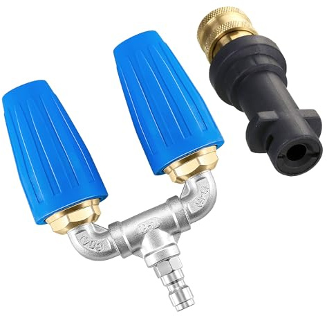 M MINGLE Dual Pressure Washer Turbo Nozzle Set, 360°Rotating Turbo Nozzle with Adpater, Compatible with Karcher K Series, K2, K3, K4, K5, K6, K7, 1/4 Inch Quick Connect, 4-6 GPM, 4000 PSI
