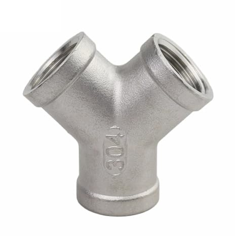 1PCS 304 Stainless Steel Y Shape 3 Ways Joint 1/4 3/8 1/2 3/4 1 2 Female Thread One Split Two Way Water Pipe Fittings(1/2)