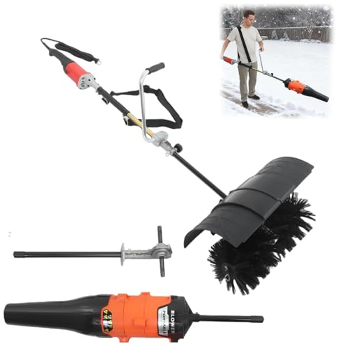 Spazzaneve 2 in 1 soffiatore e spazzaneve con testa di 55 cm, spazzatrice manuale con ventilatore e tracolla, pala da neve professionale ad alta potenza per foglie, neve