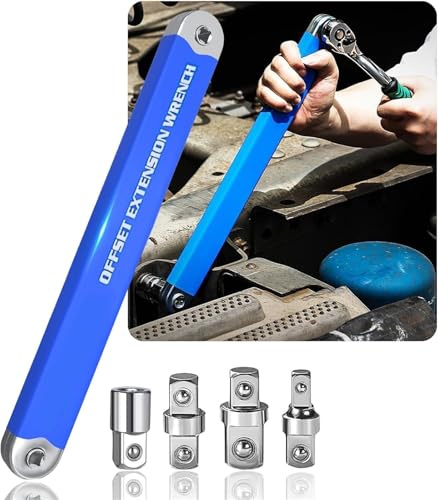 ANQKYO Clé d'extension décalée avec cliquet zéro degré, clé à chocs adaptateurs entraînement carré 1/2, 1/4, 3/8, outil professionnel de réparation automobile(1 pcs)