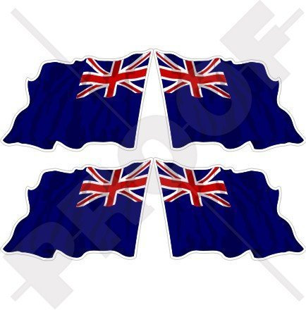 BRITISCH BLAU FÄHNRICH Wehende Fahne Staatsflagge Großbritannien, UK 50mm Auto & Motorrad Aufkleber, x4 Vinyl Stickers