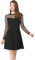 Allegra K Women's Heart Polka Dots Mesh Sheer Skater Party A-Line Short Dress Black L