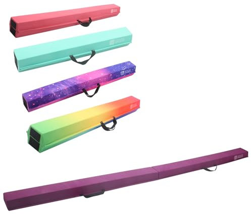 Modern-Depo 2,9 m faltbarer Gymnastik-Schwebebalken für Kinder, feste Gymnastikgeräte für Zuhause, rutschfeste Balancematte, Training, Gehbalken, Bodenbalken, Balance-Basis, Violett