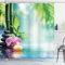 ABAKUHAUS Spa Rideau de Douche, Bougie Bambou Tranquility, Tissu Ensemble de Décor de Salle de Bain avec Crochets, 175 cm x 240 cm, Multicolore