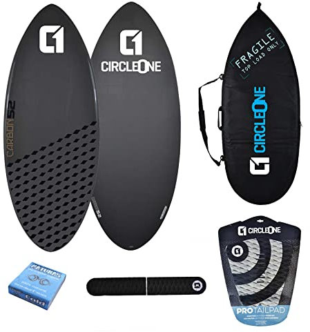 142,2 cm Kohlefaser Skimboard Paket in Colbalt Grey - Inklusive Tasche, Wachs, Tailpad & Archbar