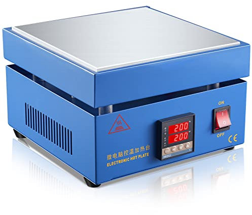 Soiiw 220V 850W LED Microcomputer Electric Hot Plate Preheat Soldering Preheating Station Welder Hot Plate Rework Heater Lab 200X200mm Plate