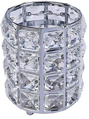 Organizador De Maquillaje, Portacepillos de Dientes de Cristal, Porta Cepillos para Utensilios de Baño, Cosmético Almacenamiento Organizador (Plata)